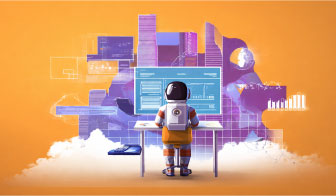 astronaut at computer